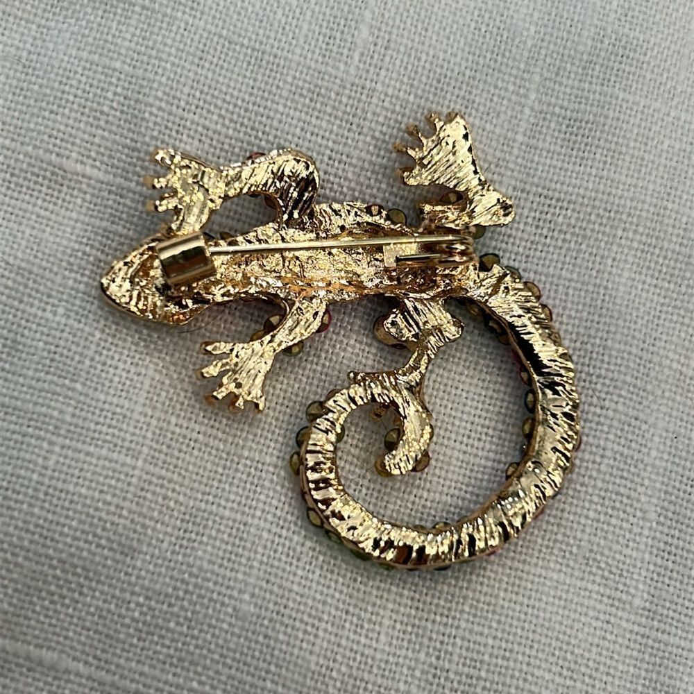 Colorful Rhinestone Lizard Brooch - Picture 2 of 3